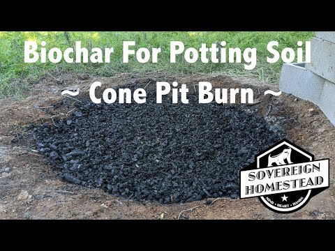 Making Charcoal With A Cone Pit For Biochar Potting Mix