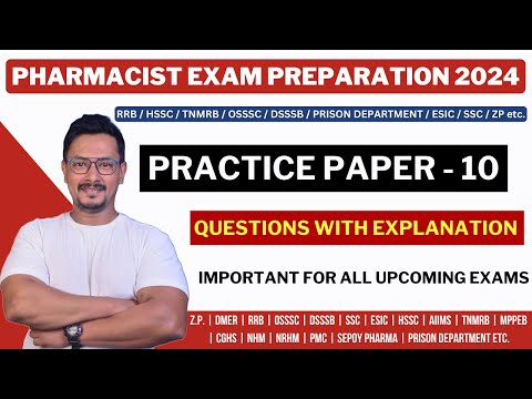 RRB PHARMACIST EXAM PRACTISE PAPER - 10 / PHARMACIST EXAM PREPARATION / RAILWAY PHARMACIST EXAM 2024