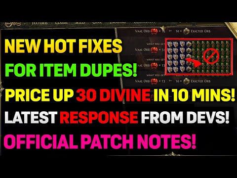 NEW POE 2 Hot Fixes & Patch Notes!! | Item Dupe Exploits FIXED = HUGE PRICE SPIKE!