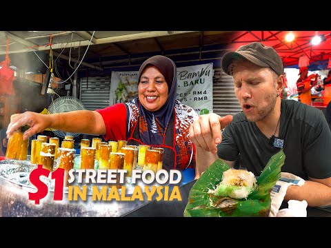 $1 Street Food in Malaysia / Kuala Lumpur Food Tour 2023 / First Time at Bazar Ramadan