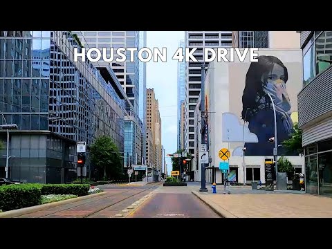 Houston Texas 4K Driving Tour | Drive Through Downtown Houston