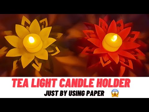 Diwali decoration ideas | tea light candle holder diy | paper diya