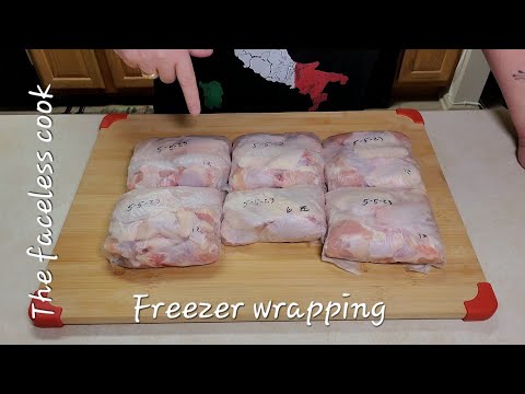 Cutting chicken wings to freezer wrap properly without a vacuum sealer.