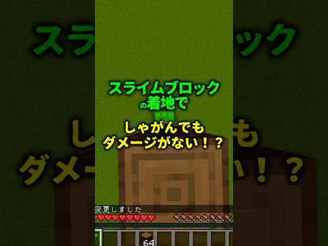 【マイクラ】スライムブロック着地がしゃがんでもダメージがない！？ #マインクラフト#マイクラ #スライムブロック