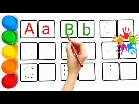 A to Z, Kids rhymes, ABCD, collection for writing along dotted lines for toddler, Alphabet, ABC song