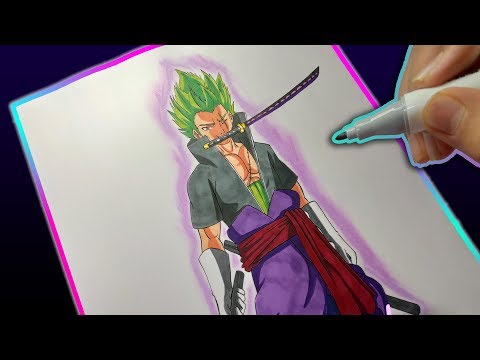 Drawing EPIC Fusion of Zoro X Sasuke X Vegeta! 5 ARTISTS COLLAB !