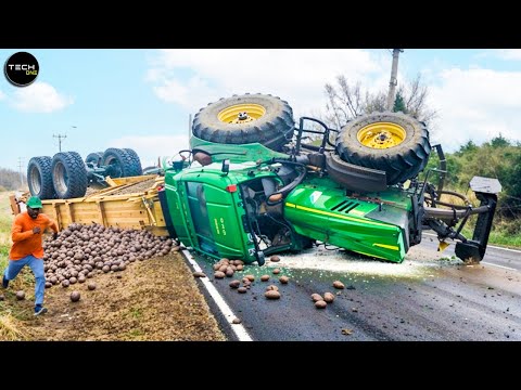 Extreme Dangerous Idiots Tractor Fails Compilation! Crazy Heavy Equipment Drive skills