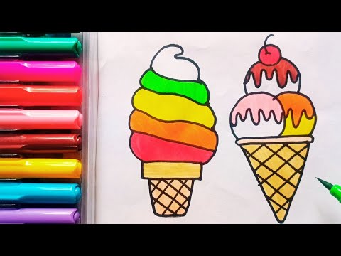 Drawing and Painting Colorful Ice Creams for Kids & Toddlers | Simple Drawing, Coloring #drawing