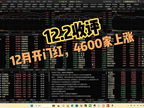 12月开门红，4600家上涨，明天压力位3400，可能分水岭