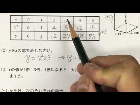 2021 3学年 4章 1節 yがxの2乗に比例する関数の意味