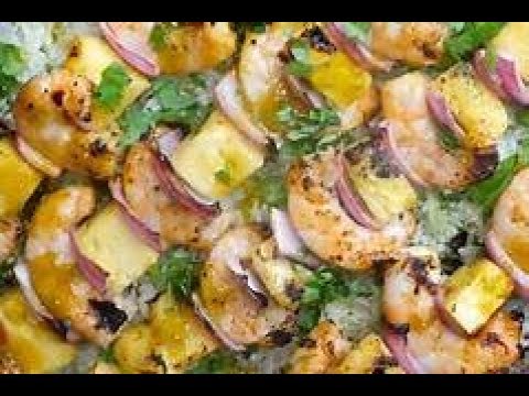 SHRIMP  GRILLED WITH PINEAPPLE CILANTRO SAUCE