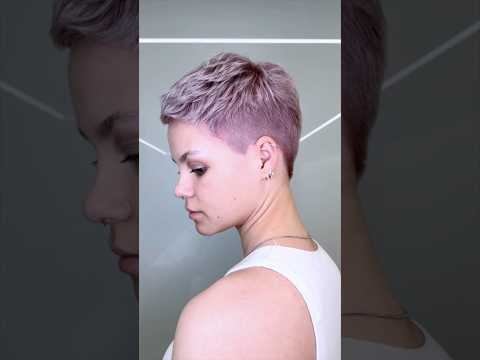 Pixie cut in lavender color before and after #bleach #pixie #shorthair