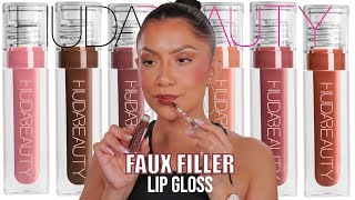 *new* HUDA BEAUTY FAUX FILLER SHINY LIP GLOSS + NATURAL LIGHTING SWATCHES | MagdalineJanet