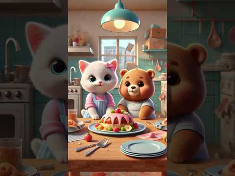 Kitten & Baby Bear’s Story Melody: Kitchen Chaos #cute #music #3d #kitten #babybear