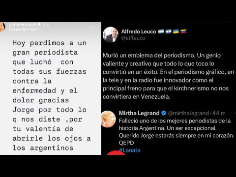 Mirtha Legrand, Susana Giménez, Jonatan Viale y Alfredo Leuco despidieron a Lanata en las redes