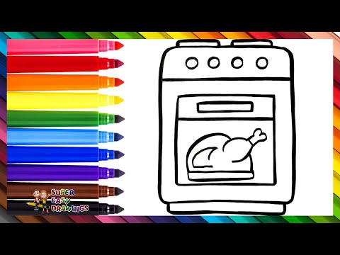 Draw and Color an Oven with a Turkey 🍗🌈 Drawings for Kids