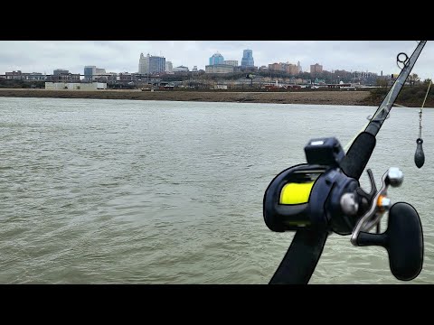 MONSTER FISH in a GIANT CITY!! (Winter River Fishing)