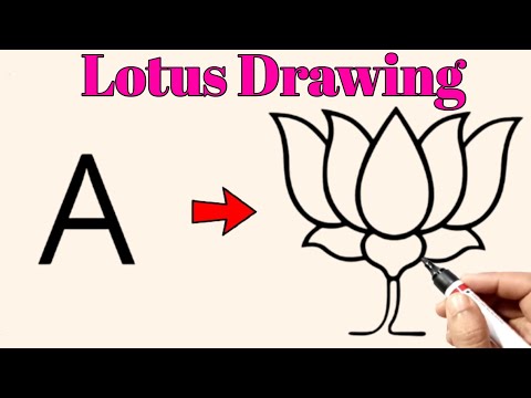 Kamal Ka Chitra Kaise Banaya Jata Hai | How To Draw Lotus From Letter A