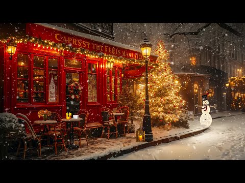 Elegant Piano Jazz with Winter Night Coffee Ambience for Calm Mood - Smooth Jazz Music and Snowfall