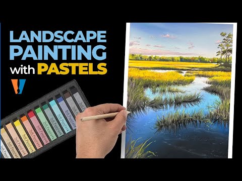 Marsh Landscape Painting with Pastels