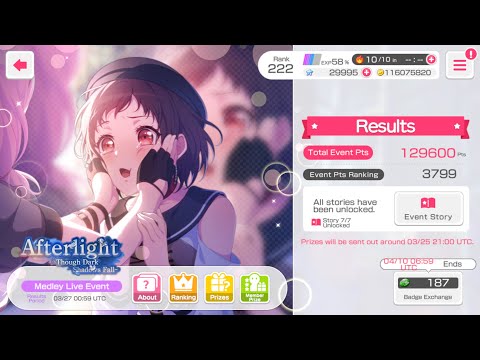 [BanG Dream!] Afterlight ~Though Dark Shadows Fall~ | [Medley Live Event] | T3799 (T5000) - Results