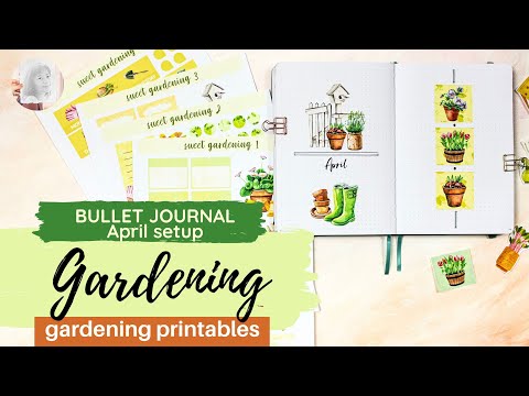 gardening themed | bullet journal April setup | PLAN WITH ME | bujo setup | gardening printable