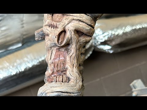 Wood carving skull face ￼