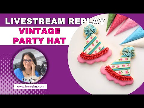 Vintage Party Hat Cookies - Live Cookie Decorating |Episode 208|