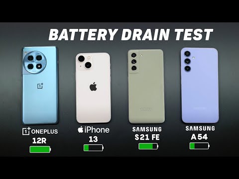 OnePlus 12R vs iPhone 13 vs Samsung S21 Fe vs Samsung A54 Battery Drain Test!