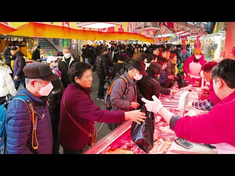 GYEONGDONG Market with Huge Crowds, SEOUL Lunar New Year 2024, Seoul Travel Walker.