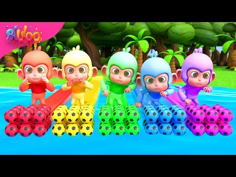 Five Little Monkeys Song | Colorful Monkeys | BluLoo Nursery Rhymes & Kids Songs