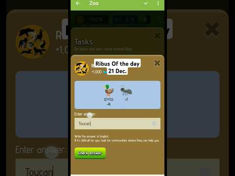 Today Ribus Of the day 21 Dec., Zoo Airdrop Ribus Today,Zoo Ribus Of the day