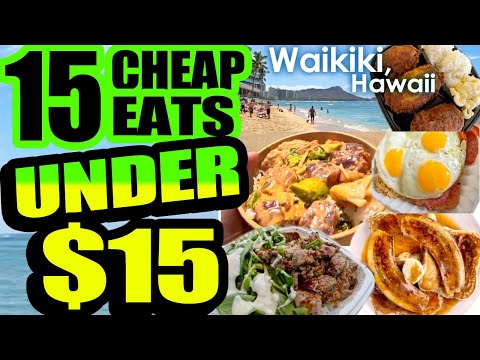 15 Meals UNDER $15 around WAIKIKI Hawaii (Rating Each Food Item!)