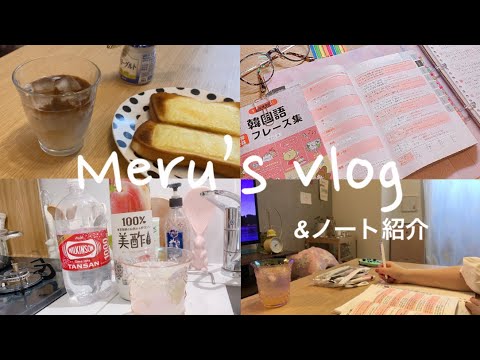 【vlog&ノート紹介】大学生の1日と韓国語のノート紹介📔 대학생의 하루와 한국어로 피규모를 포함해서 약골을 불렀어요.