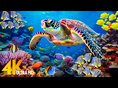 Ocean 4K - Sea Animals for Relaxation, Beautiful Coral Reef Fish in Aquarium (4K Video Ultra HD) #64