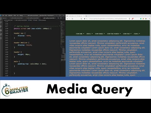 Create CSS Media Queries to Show/Hide the Hamburger Icon and the Horizontal Nav