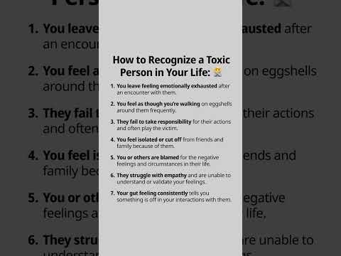 How to Recognize a Toxic Person in Your Life #psychology #manipulation