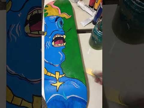 Finishing touches on this new skateboard design #shorts #subscribe #paint #create