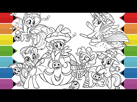 My Little Pony Halloween Coloring Pages | Pinkie Pie, Rainbow Dash, Rarity & Applejack