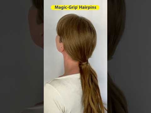 Elastic-free pony tail on long hair. Wrapped and secured with Magic-Grip Hairpin from Good Hair Days