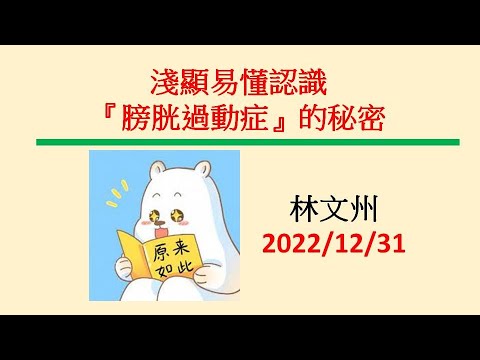 淺顯易懂認識『膀胱過動症』的秘密－林文州20221231