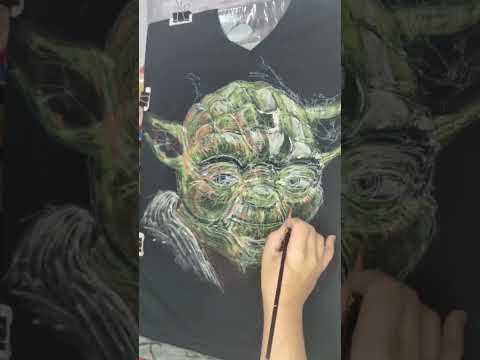 3 years old backlog project. I lost the reference. #handpainted #yoda #textileart