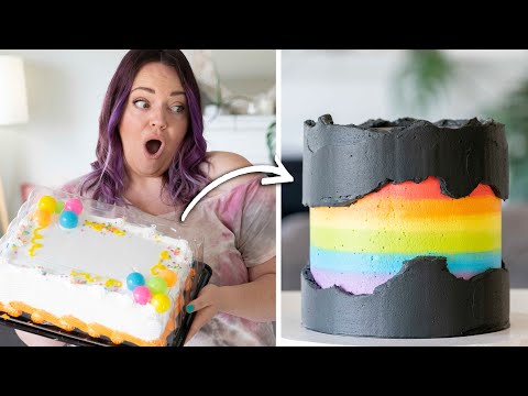 Turning a $20 Grocery Store Cake into a EPIC Rainbow PRIDE Cake!