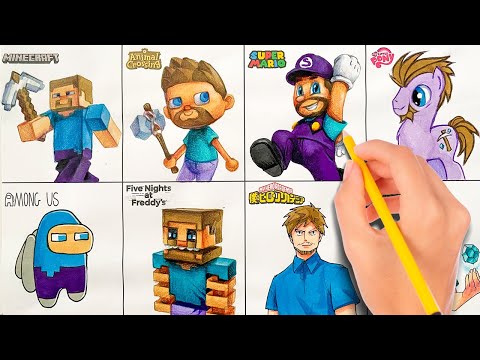 Drawing Steve in 8 Different Styles! Minecraft Digital Art