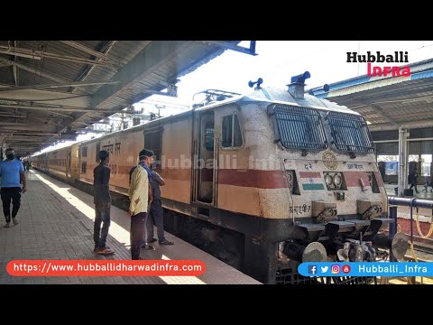 E Loco at Hubli: RPM WAP-7 hauling Hampi express