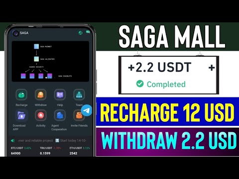 Saga Mall Per Day $10- 100 USDT Earning App, Free USDT Shopping Mall App