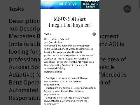 Mercedes Benz Off Campus Drive 2023 | MBOS Software Integration Engineer #offcampusdrive #2022 #job