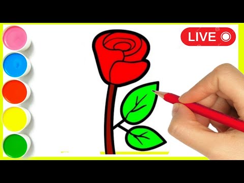 LIVE ||How to draw rose flower  || Step by step rose flower drawing || #aryadrawing