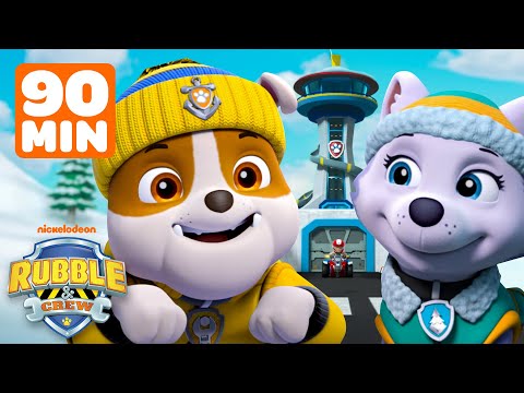 PAW Patrol Rubble's Snow Day Rescues! w/ Everest & Marshall | 90 Minute Compilation  | Rubble & Crew