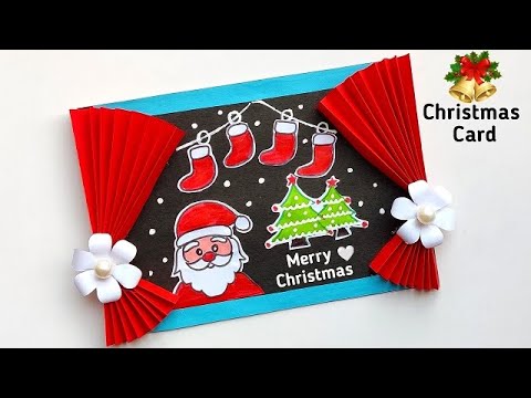 Christmas greeting card making 2023 / DIY Merry Christmas card / Santa claus card making